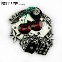 The Bullzine Lady luck belt buckle with pewter finish FP-02843 suitable for 4cm width snap on belt