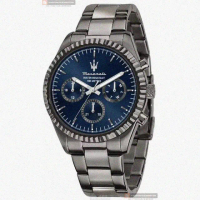 【MASERATI 瑪莎拉蒂】MASERATI手錶型號R8853100019(寶藍色錶面槍灰色錶殼黑灰色精鋼錶帶款)