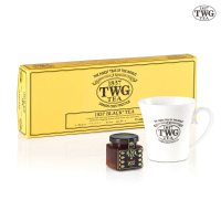 【TWG Tea】茗茶饗宴禮物組(手工純棉茶包 15包/盒 黑茶任選+果醬+馬克杯)