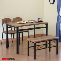 RICHOME 雅米餐桌椅組(一桌二椅一長凳)W110 × D70 × H77.5 cm