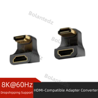 HDMI-Compatible Adapter Male to Female UHD Converter 360 Degree Angled U-shaped 8K@60HZ HDTV 2.1 Adapter for HDTV PS4 PS5 Laptop