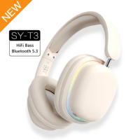 New SY-T3 Bluetooth 5.3 Wireless Headphone With HD Detachable Mic HiFi Stereo Subwoofer Music Headset Noise Cancel Earphones