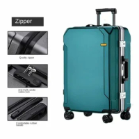 Popular Fashion Rolling Luggage 20/22/24/ 26 Inch Brand Suitcase Men Aluminum Frame Travel Suitcase Ladies Luggage Zipper