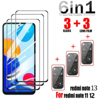6IN1For Xiaomi Redmi Note 10 11 12 13 Pro 10 12 S Screen Protector redmi Glass Film