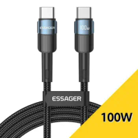 PD 100W USB-C Lead Nylon Thread 1M Type-C Charging Cable Aluminium Alloy Connector 5A for Samsung HUAWEI