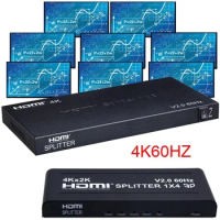 4K 60hz 1x8 HDMI Splitter 1 IN 2 4 6 8 Out 1x2 1x4 HDMI Splitter HDMI 2.0 Video Converter for PS4 PC DVD Camera To HD TV Monitor