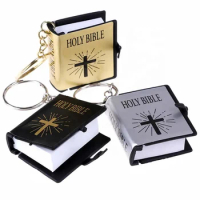 New Mini Holy Bible Book Keychains Religious Paper Spiritual Christian Jesus Cover Keyring Purse Hanging Decoration Gift