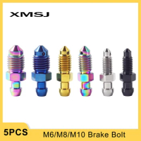 XMSJ Motorcycle Brake Bolt Deflation Oil Drain Screw M6/M8/M10 Titanium Bolt Air Bleed Nipple Bolt For Brembo Caliper Screw 5PCS