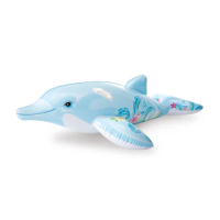 【INTEX】Vencedor 充氣海洋生物坐騎海豚(充氣坐騎 充氣浮排 浮床 水上玩具-1入-加贈光滑沙灘球*1)