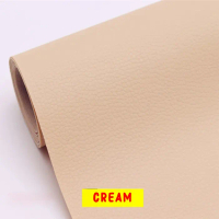 promo Stiker Bahan Kulit PU Untuk Sofa Jok Mobil/Jok Motor Leather Per Meter - cream Coklat Hijau