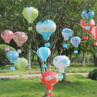 Cute Funny Air Balloon Lantern Colorful Party Supplies Rainbow Printing Paper Lantern Children's Day Garden Home Decorations