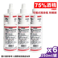 【POSE】75%抗菌清潔酒精 250ml/瓶X6(乙醇酒精 含噴頭)