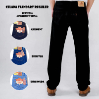 Celana Jeans Panjang Standar Pria Reguler Lea 606 Basic Hitam Denim