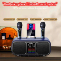 SD-318 Portable 2-in-1 Dual Microphone Singing Bluetooth Speaker Wireless Karaoke Stereo Subwoofer Outdoor 30W SDRD Speaker Set