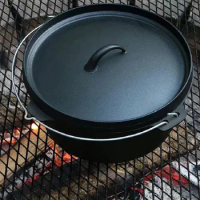 Cast iron outdoor camping cooker casserole oven with frying pan cover Dutch oven camping cooker