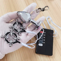 Electric Shock Metal Nipples Clamps Breast Massage Labium Clips Anal Butt Plug Sex Toys for Women Masturbation Adult Products