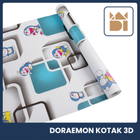 Wallpaper Dinding Motif Doraemon Kotak 3D Ukuran 45 Cm x 7,5-8,5 Meter ADIPATI