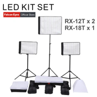 FalconEyes 34W/62W 5600K Dimmable Flexible Portable Continuous LED Video Film Studio Photographic Light RX-12T/RX-18T kit set