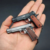 1:3 Alloy Mini 1911 Pistol Model Keychain Pendant Detachable Fake Toy Gun For PUBG Weapon Adult Children Gift