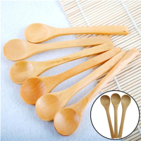6PCS Condiment Utensil Wooden Coffee Spoon Small Spoon Kitchen Cooking Teaspoon Kids Ice Cream Tableware Tool
