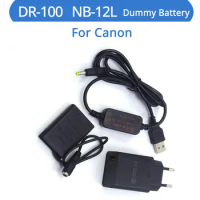 QC3.0 Charger Power Bank USB Cable DR-100 Coupler NB-12L NB12L Dummy Battery DC Grip For Canon G1 X Mark II N100 Camera