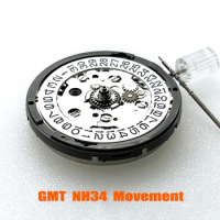 Japan GMT NH34 Automatic Mechanical Movement fit GMT 24 Hours Hands Original NH34A Movt Fit Seiko diver Watch Replace parts