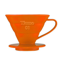 金時代書香咖啡   TIAMO V01陶瓷圓錐咖啡濾器組 (橘) 附量匙濾紙  HG5067