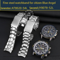 Solid steel watchband 22mm 23mm for citizen sky Eagle blue angel series strap AT8020-54L JY8078-52L men's wristband bracelet