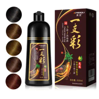 500ML New Fashion Organic Natural Hair Dye Shampoo Ginseng Extract Black Hair Color Dye Shampoo For Cover Gray White Hair