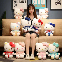 Sanrio Christmas Hello Kitty Kuromi Throw Pillow Baby Stuffed Toys Anime Cat Plush Toys Kids Gifts Children Dolls For Girls Boys