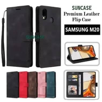 SUNCASE samsung M20 cover hp model dompet multi fungsi flip case wallet leather SUNCASE BLACK