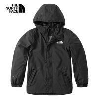【The North Face 官方旗艦】北面兒童黑色DryVent防水透氣連帽衝鋒衣｜8A48JK3 外套