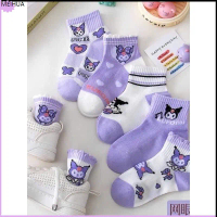 MEIHUA Tất Vớ Trẻ Em Hoạt Hình Cute Tất Cotton Tím Cổ Cao, Tất Dễ Thương Dài Bé Gái