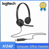 Original Logitech H340 Over-ear USB Stereo Headphones Hands-free Calling Gaming Meeting Video Chat Computer Office Wired Headset