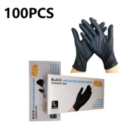 100pcs Black Nitrile Gloves Kitchen Disposable Synthetic Latex Gloves For Household Kitchen Cleaning Gloves Powder free