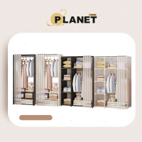 LIVING PLANET Multifunctional Wardrobe with Dust Cover Curtain Clothes Rack Wardrobe Self Assembly W