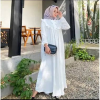 Baju Canela Dress Gamis Maxy Wanita CRINKLE Putih