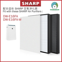 EVERGREEN 適用於Sharp DW-E16FA DW-E16FA-W 抽濕空氣清新機 淨化器 備用過濾器套件替換用