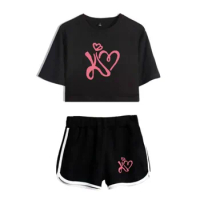 Summer Women's Sets Kimberly Loaiza Short Sleeve Crop Top + Shorts Sweat Suits Women Tracksuits Two Piece Outfits Streetwear