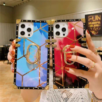 Luxury Square Plating Marble Cases For Huawei Honor 8X 9X 20 20i 30 s P20 P30 P40 Lite Nova 2s 3i 4 4E 5 5i Pro Holder TPU Cover