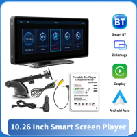 10'' Dash Cam Rearview Camera Carplay &amp; Android Auto 2K Video DVR Navigation Recorder Dashboard Car Mirror 24H Park AUX