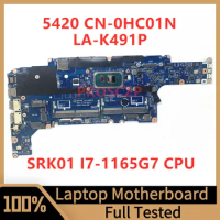 CN-0HC01N 0HC01N HC01N Mainboard For DELL 5420 Laptop Motherboard GDF40 LA-K491P With SRK01 I7-1165G7 CPU 100% Full Working Well