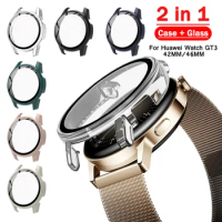 2 in1 Protective Glass+Case for Huawei Watch GT3 Pro 46mm 42mm / Huawei Watch 4 Pro Accessories Screen Protective Cover Shell