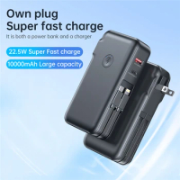 Power Bank 15000mAh with Cable Plug Wall Charger 22.5W Fast Charger for Huawei P30 P40 P50 Powerbank for iPhone External Battery