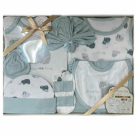 美國Elegant kids八件組彌月禮盒-藍色 - 彌月禮盒 八件組彌月禮盒 男嬰裝 男嬰 嬰兒手套 嬰兒帽子 嬰兒圍兜 嬰兒套裝 嬰兒襪子 嬰兒裝