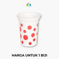 [1 BIJI] Cup Plastik 200ml / Cup Plastik Motif Polkadot / Cup Plastik Motif Bola Merah dan Bola Puti