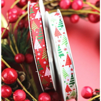 【嚴選&amp;現貨】聖誕節 聖誕樹/雪花 羅紋緞帶  緞帶 禮品包裝帶 花束緞帶 金莎棒緞帶 蛋糕包裝 絲帶 彩帶 聖誕節裝飾