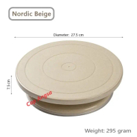 CAKE TURNTABLE MEJA PUTAR TURN TABLE ROTARY TRAY DISPLAY DEKORASI KUE - Nordic Beige