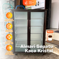 Almari Sepatu Kaca Kristal / Rak Sepatu Kaca/ Furniture Lemari Aluminium