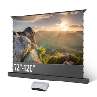 72 inch -120 inch CBPS PET Crystal Electric Floor Rising ALR Rollable Projector Screen for Ultra Short Throw UST Laser Projector